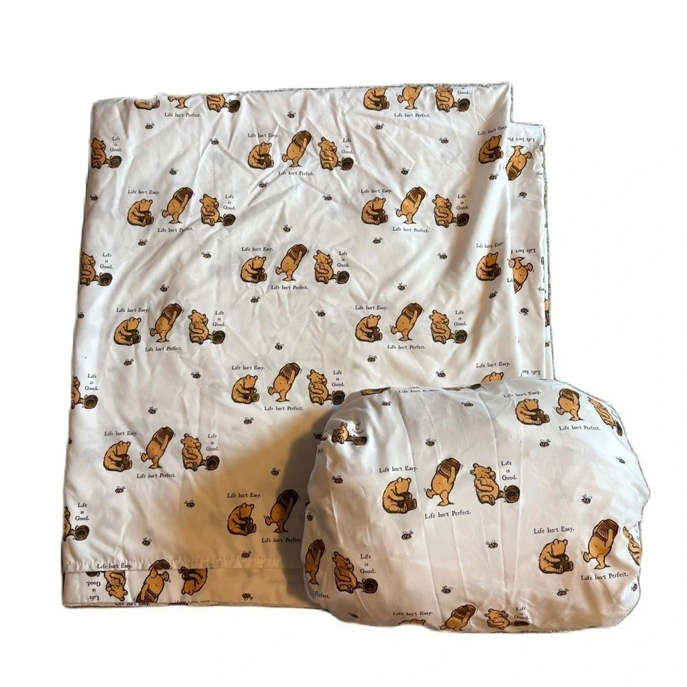 Disney Winnie the Pooh Sheet Set Berkshire Blanket Life is Good Twin Classic